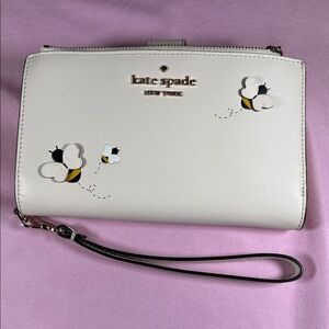 kate spade White Bee Appliqué Wallet/Wristlet